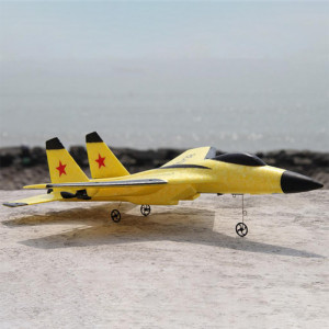 iUni FX820 изтребител с дистанционно управление, SU-35, жироскоп, удароустойчив, жълт - Img 8
