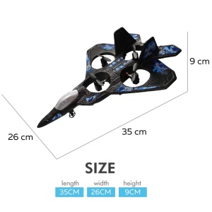 iUni LC222-A Op afstand bestuurbare vliegtuig, Thunder Jet X, 360°-acrobatiek, gyroscoop, schokbestendig, led-verlichting, blauw - Img 9