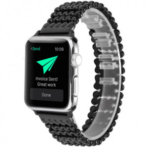 iUni Luxury Armband für Apple Watch 1/2/3/4/5/6/7, 44 mm, Edelstahl, Schwarz - Img 3