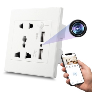 iUni PR2 minicamera, universele stekker, wifi, Full HD, 2 USB-A-poorten, MicroSD-kaartsleuf