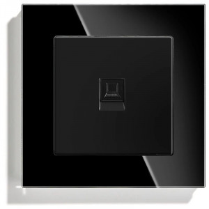 iUni SD Wall Socket with network RJ45 Cat6 Port, Tempered Glass Panel, Black - Img 3