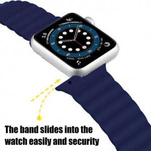 iUni Strap for Apple Watch 1/2/3/4/5/6/7, Magnetic Silicone, 38mm, Midnight Blue - Img 4