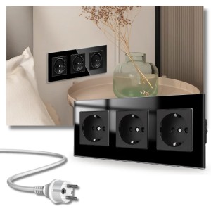 iUni WS3 drievoudig stopcontact met frame van gehard glas, 16 A, zwart - Img 5