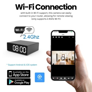 Mini-Tischuhr mit Kamera iUni IP33, Full HD, 32 GB, 150°, Nachtsicht, Live-Ansicht auf dem Smartphone - Img 3