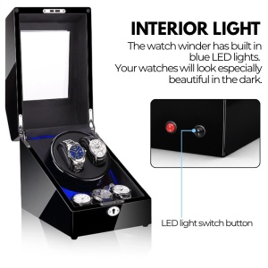 RESEALED – iUni Watch Winder, 4 rotation programmes, Watch Winder with 2 + 3 storage slots, black - Img 5