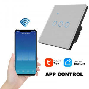 Slimme aanraakschakelaar, wifi, beschermglas, iUni 3G, 10 A, spraakbediening, Smart Life / Tuya, led, zilverkleurig - Img 3