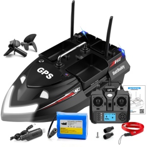 Vissersboot iUni V802 PRO, GPS, 18.000 mAh, 4 reservoirs, 3 kg, 500 m, 15 km/u, afstandsbediening 2,4 GHz, zwart