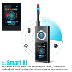 Детектор iUni F888 за Камери, Шпионски Микрофони и GPS Локатори, OLED сензорен екран, Smart AI, аларма срещу взлом, 50–8000 MHz - Img 10