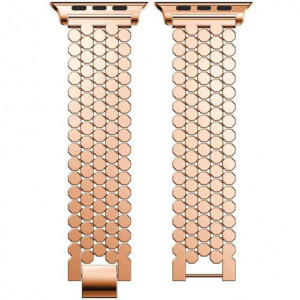Каишка iUni Jewelry за Apple Watch 1/2/3/4/5/6/7 42 мм Стомана Rose Gold - Img 8