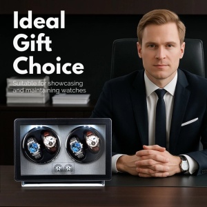 Кутия за Навиване на Часовници iUni, Ретро Watch Winder 4, Еко Кожа, Черен - Img 6