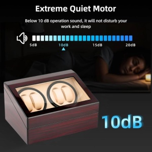 Кутия за Навиване на Часовници iUni, Watch Winder 4 + 6 Места за Съхранение, Махагон-Крем - Img 6