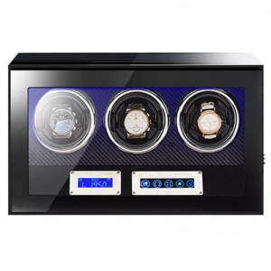 Кутия за самонавиващи се часовници iUni Luxury Watch Winder 3, цвят на въглероден - Img 1