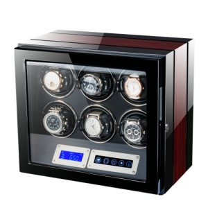 Кутия за самонавиващи се часовници iUni Luxury Watch Winder 6, цвят на махагон - Img 5