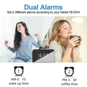 Настолен часовник със шпионска камера iUni IP61, Full HD, 16GB, Wi-Fi, нощно виждане, термометър - Img 7