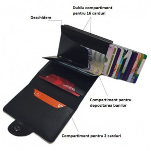 Портфейл RFID iUni P3, слот за 12 карти, кафяв - Img 8