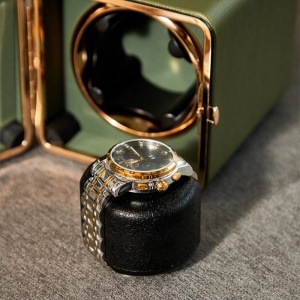 iUni Κουτί για το τύλιγμα αυτόματων ρολογιών, Watch Winder, Οικολογικό δέρμα, Πράσινο χακί - Img 8
