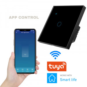 iUni 1F интелигентен сензорен ключ, Wi-Fi, безопасно стъкло, LED, черен - Img 4