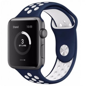 iUni-Armband für Apple Watch 1/2/3/4/5/6/7, 38 mm, Silikon, Blau/Weiß - Img 3