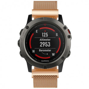 iUni-bandje voor Garmin Fenix 5X, Milanese Loop, 26 mm, roségoud - Img 3