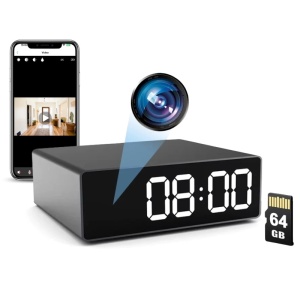 iUni IP33 spionagehorloge met camera, wifi, 64 GB, Full HD, 150 graden, nachtzicht, bewegingssensor, P2P