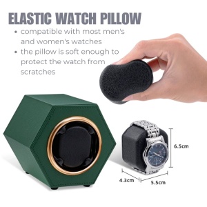 iUni Opwinddoos voor automatische horloges, Watch Winder, Eco-leer, Groen - Img 4