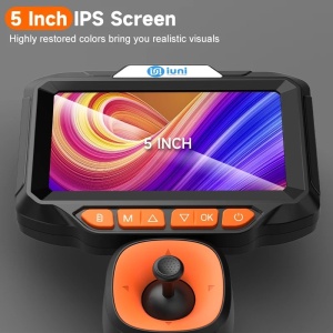 iUni VSP50 PRO Industriële auto-inspectiecamera, 720° draaibaar, bediening met joystick, 5" IPS-scherm, kabellengte 1 m, 1080p, 6 instelbare leds, 6 mm lens, IP67 waterdicht, 4000 mAh - Img 2