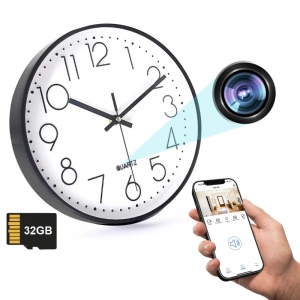 iUni W31 minicamera, wandklok, 32 GB, wifi, Full HD, liveweergave op de telefoon
