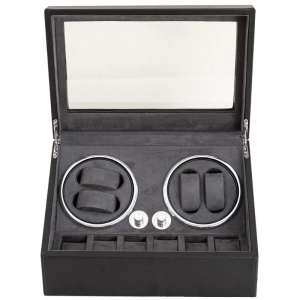 iUni Watch Winder 4 + 6 θέσεις αποθήκευσης, οικολογικό δέρμα, μαύρο - Img 8