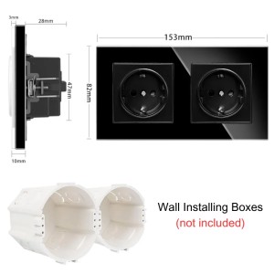 iUni WS2 dubbel stopcontact met frame van gehard glas, 16 A, zwart - Img 11