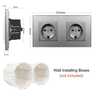 iUni WS2 dubbel stopcontact met frame van gehard glas, 16 A, zilverkleurig - Img 11