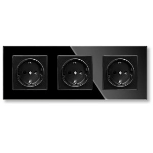 iUni WS3 drievoudig stopcontact met frame van gehard glas, 16 A, zwart - Img 2