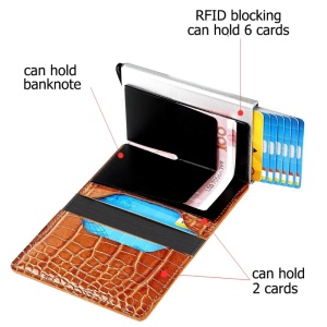 Πορτοφόλι iUni P1, RFID, θήκη για 6 κάρτες, σχέδιο κροκοδείλου, καφέ - Img 7