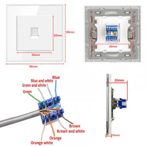 Υποδοχή RJ45 για σύνδεση στο Διαδίκτυο, Cat6, προστατευτικό πλαίσιο από γυαλί, iUni SD - Img 7