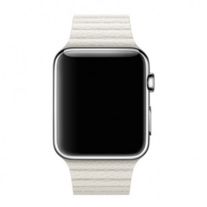 Каишка iUni Leather Loop за Apple Watch 1/2/3/4/5/6/7 42 мм Еко кожа Бял - Img 4