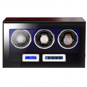 Кутия за самонавиващи се часовници iUni Luxury Watch Winder 3, цвят на махагон - Img 1