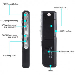 Мини професионален диктофон iUni SpyMic REP04, 8 GB вътрешна памет, MP3 Player - Img 12