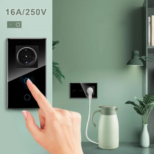 Сензорен ключ и гнездо, рамка от закалено стъкло, iUni 2Y, LED, черен - Img 2