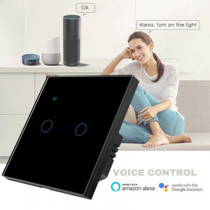 iUni 2F интелигентен сензорен ключ, Wi-Fi, безопасно стъкло, LED, черен - Img 6