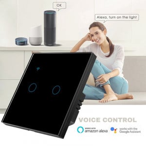 iUni 2F Tempered Glass WiFi Smart Touch Switch, LED, Black - Img 6