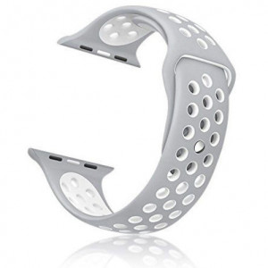 iUni-Armband für Apple Watch 1/2/3/4/5/6/7, 40 mm, Silikon, Silber/Weiß - Img 5