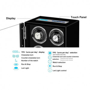 iUni Automatic Watch Winder, луксозен часовник 4, сензорен екран, черен - Img 9