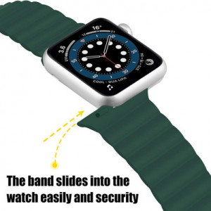 iUni-bandje voor Apple Watch 1/2/3/4/5/6/7, magnetisch siliconen, 38 mm, groen - Img 4