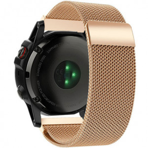 iUni-bandje voor Garmin Fenix 5X, Milanese Loop, 26 mm, roségoud - Img 2