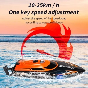 iUni HJ812 Τηλεκατευθυνόμενο σκάφος, RC αγωνιστικό ταχύπλοο, 25 km/h, 2,4 GHz, Πορτοκαλί - Img 5