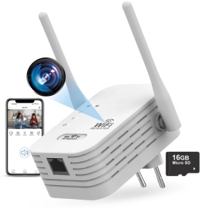 iUni RP1 Mini-WLAN-Kamera, Signalverstärker, Full HD, 16 GB, Live-Ansicht auf dem Smartphone