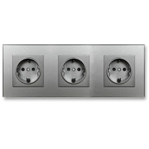 iUni WS3 Tempered Glass Triple Wall Socket, 16A, Silver