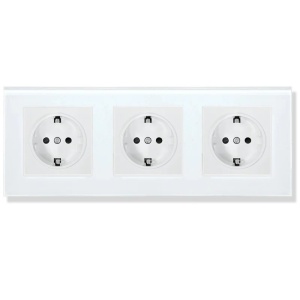 iUni WS3 Tempered Glass Triple Wall Socket, 16A, White