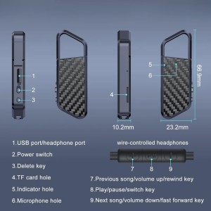 iUni ZD09 Keyring Spy Recorder, 32 GB, voice-activated, MP3 player - Img 12