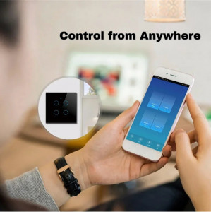 Slimme aanraakschakelaar, wifi, beschermglas, iUni 4G, 10 A, spraakbediening, Smart Life / Tuya, led, zwart - Img 4