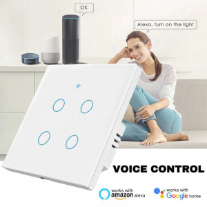 Интелигентен сензорен превключвател, WiFi, Защитно стъкло, iUni 4G, 10A, Гласово управление, Smart Life / Tuya, LED - Img 7